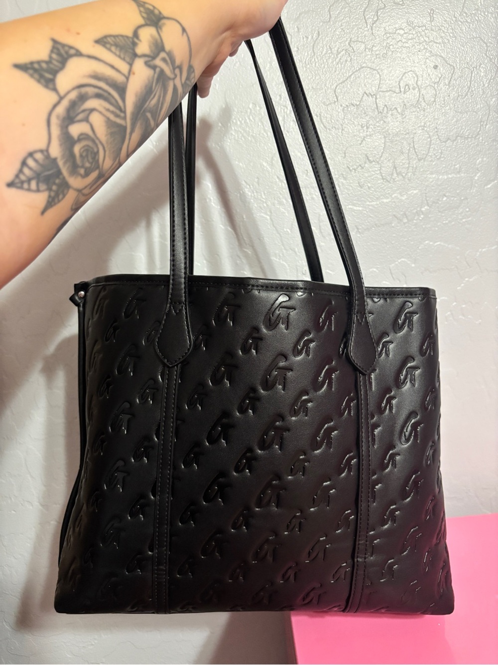 Glamaholic Monogram Sleek Tote Black Bag